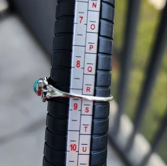 (5 For $25) Sterling Silver 925 Turquoise Scroll Ring Size 8.75 Handmade - Picture 4 of 7